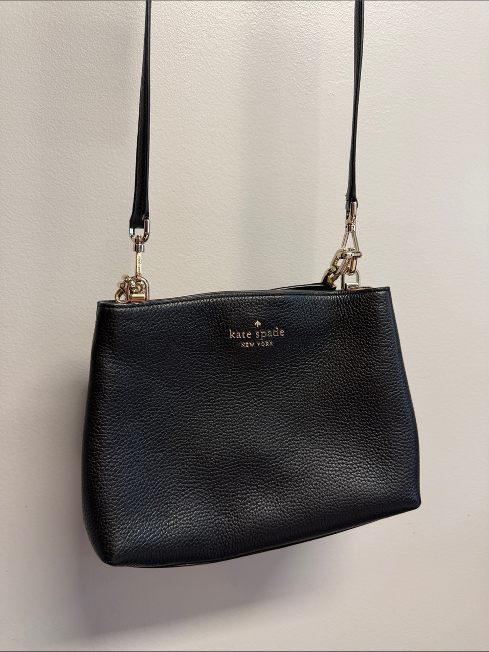 kate spade Black Pebbled Leather Crossbody with Gold Hardware